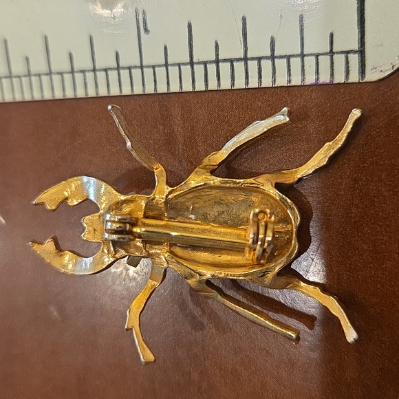 10k Gold Bug Brooch With Coral - Picture 4 of 4